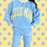 Lulu Mac | Puff Mock Neck Sweatshirt - Light Blue/Butter