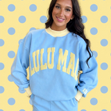 Lulu Mac | Puff Mock Neck Sweatshirt - Light Blue/Butter