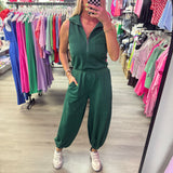 Hunter Green Zip Jumpsuit