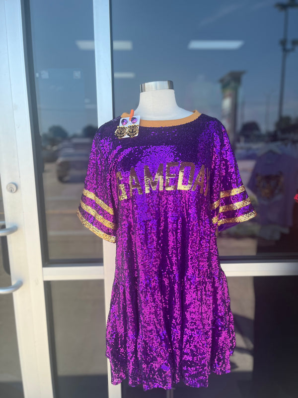 Gameday Baby Doll Sequin Dress