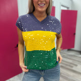 Sequin Mardi Gras Sweater Vest