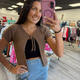 Mocha Tie Front Sweater