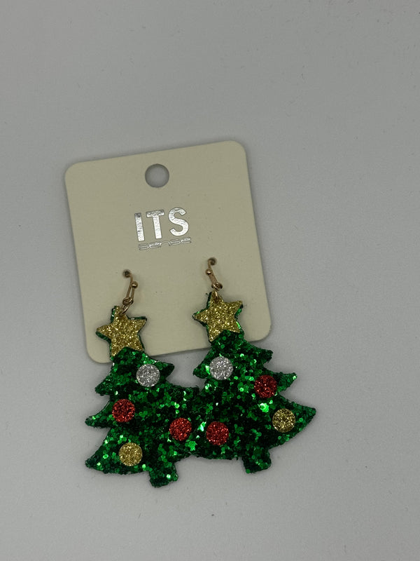 Christmas Tree Earrings Sequin