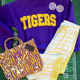LULU MAC | TOTE BAG PURPLE/YELLOW TIGER STRIPE