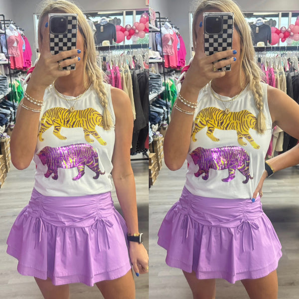 Triple Tiger | Women's Sequin Design Tank White