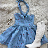 Denim Cherry Bubble Dress