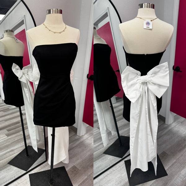 Black Bow Back Mini Dress