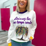 Mardi Gras Bead Tree Sequin Embroidery Sweater