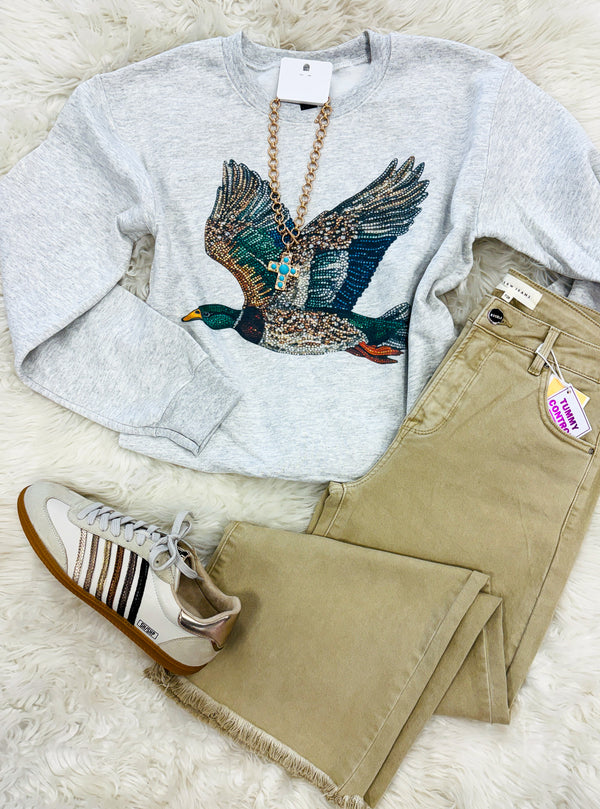 Faux Bedazzled Duck Sweatshirt