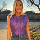 Metallic Purple Sleeveless Sweater