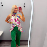 Making My Way Seam Green Denim Pants