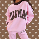 Lulu Mac | Puff Mock Neck Sweatshirt - Light Pink/ Brown
