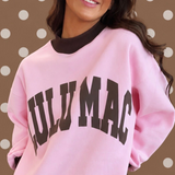 Lulu Mac | Puff Mock Neck Sweatshirt - Light Pink/ Brown
