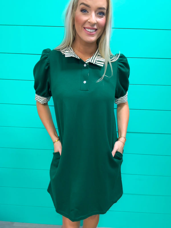 Solid Green Ribbon Dress