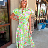 Bright Floral Dreams Dress Mint