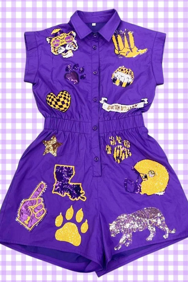Tiger Sequin Gameday Romper