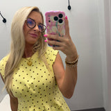 Polka Dot Pleated Top
