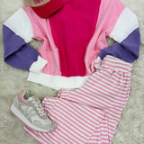 Shades of Pink Color Block Sweatshirt