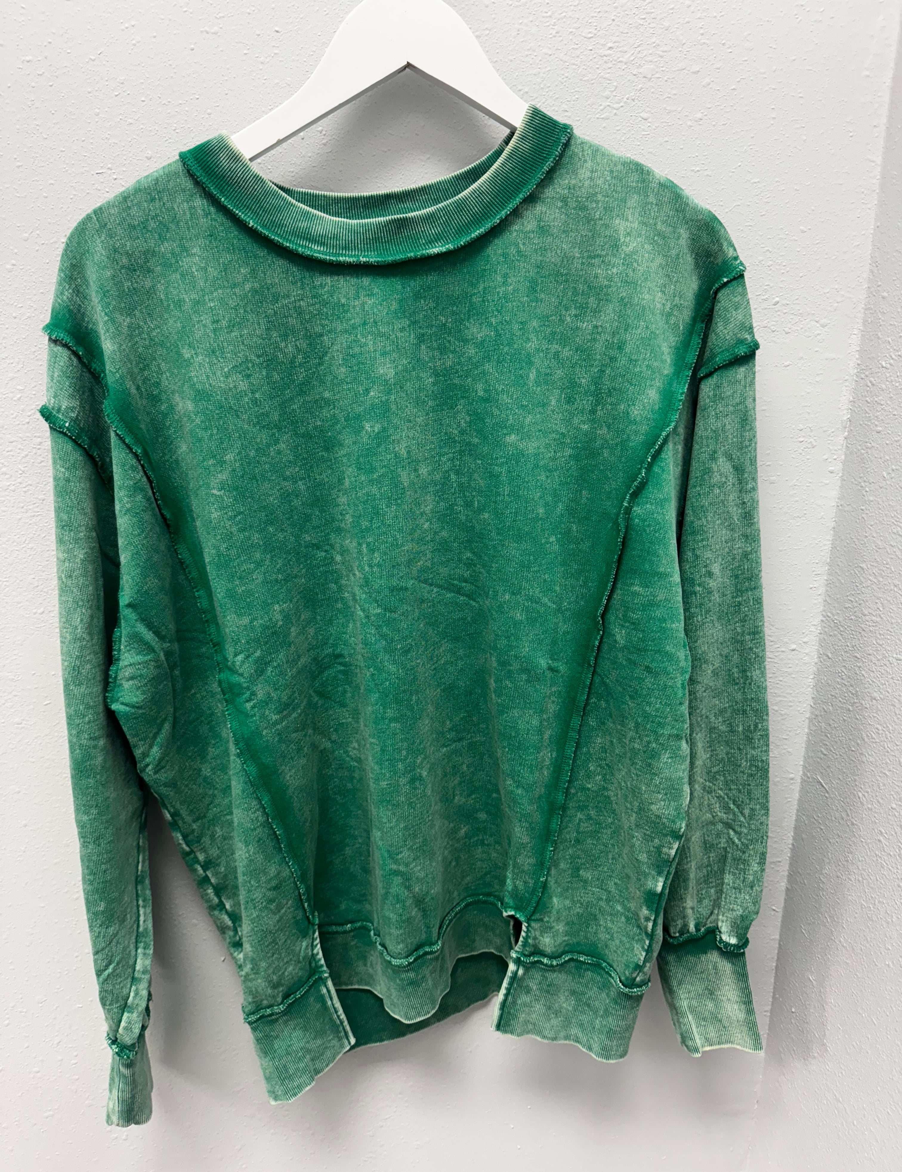 BLACK FRIDAY | Acid Wash F/terry Exposed-seam Sweatshirt TW-5249A