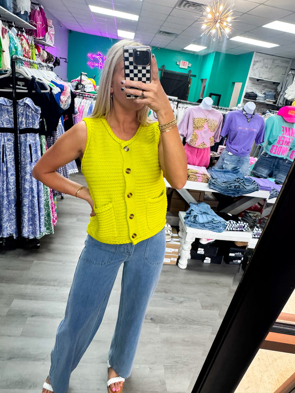 Chartreuse Braided Top