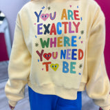 Reversible Graphic Mock-Neck Crop Sweatshirt Yellow