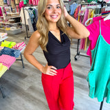 Making My Way Seam Red Denim Pants