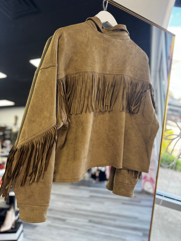 Fringe Olive Suede Jacket