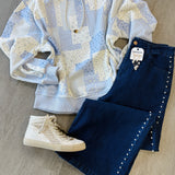 Pearl Detail Jeans - Dark Denim
