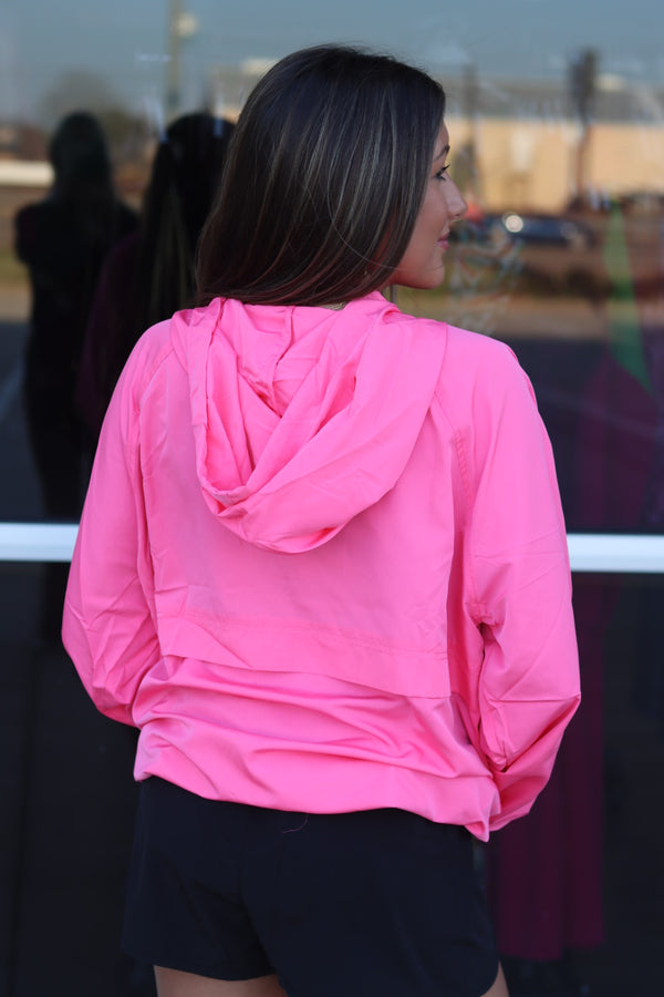 Neon Pink Windbreaker Pullover