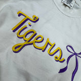 Tiger Embroidery Bow Tee Ivory