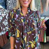 Brown Floral Top