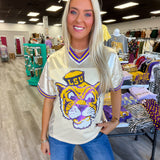 LSU Tiger Eye (Licensed) | Sequin Design Football Jersey Butter