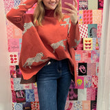 Cheetah Mock Neck Sweater - Various Colors and Plus!