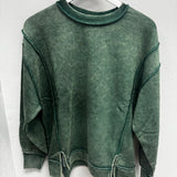 BLACK FRIDAY | Acid Wash F/terry Exposed-seam Sweatshirt TW-5249A