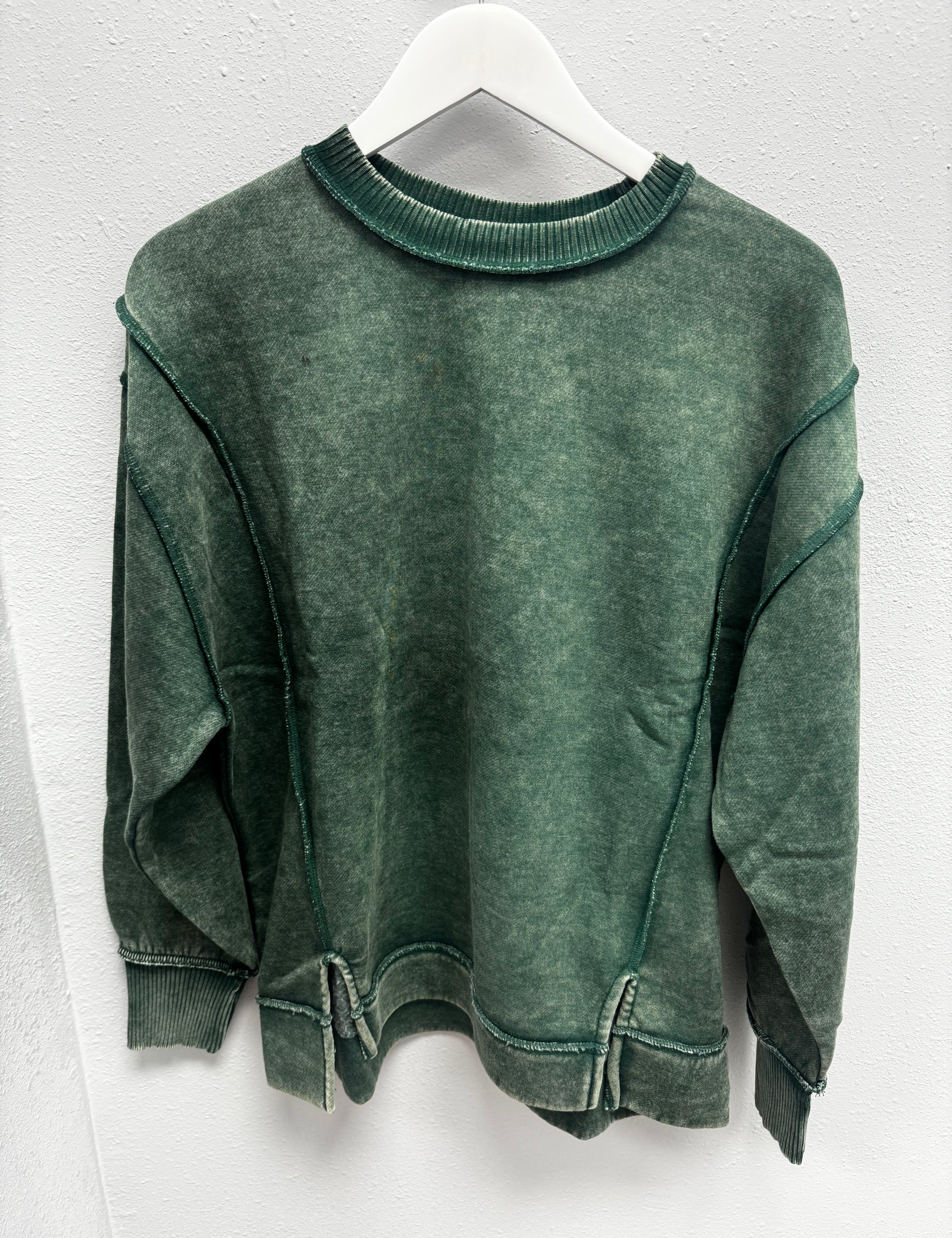 BLACK FRIDAY | Acid Wash F/terry Exposed-seam Sweatshirt TW-5249A