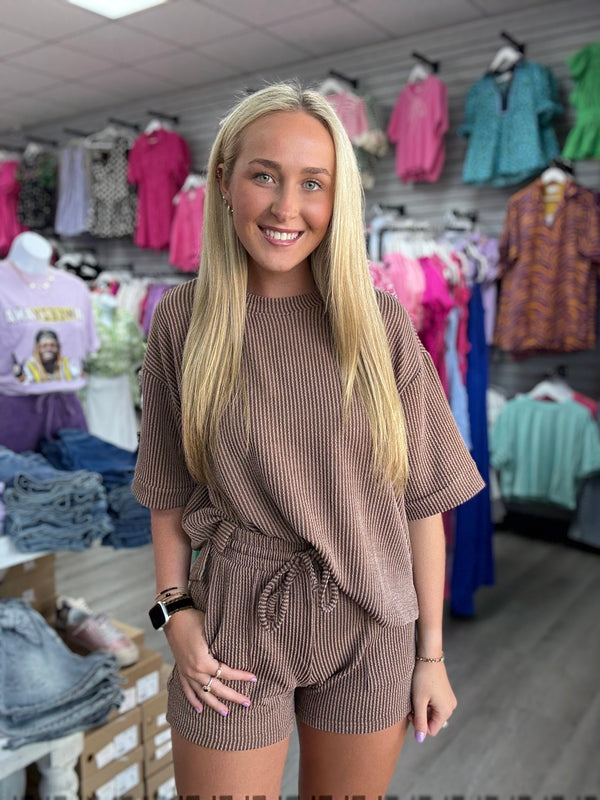 BLACK FRIDAY | Ribbed Short Sleeve Top & Short Set