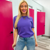 Mesh Bow Short Sleeve Sweater Top
