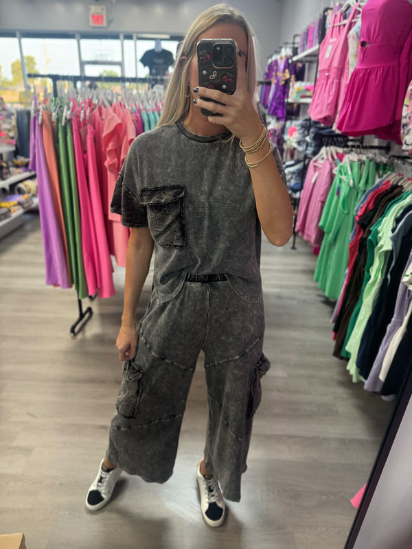 Acid Wash Cargo Joggers