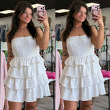 Game Daze Denim Strapless Dress - White