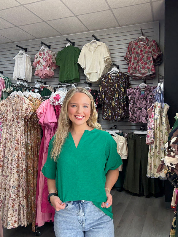 Airflow Split Neck Short Sleeve Top