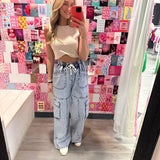 Denim Cargo Pants