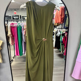 Olive Dress with Gold Detail