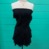 Black Ruffle Strapless Dress