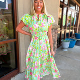 Bright Floral Dreams Dress Mint