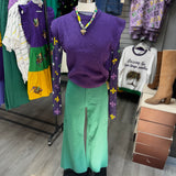 Mardi Gras Fleur De Lis Mesh Top