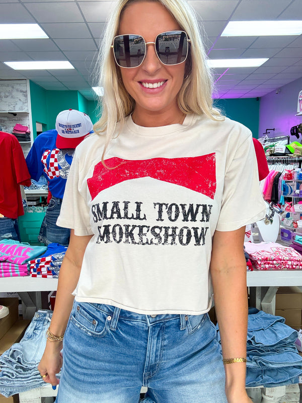 Small Town Crop Midi Graphic Cream