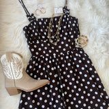 Brown and White Polka Dot Dress Bow Straps