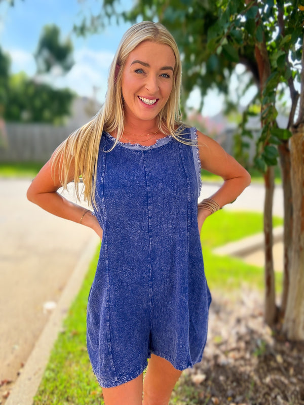 Royal Blue Tie Back Romper