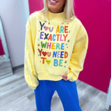 Reversible Graphic Mock-Neck Crop Sweatshirt Yellow