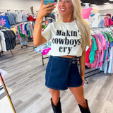 Denim Crossover Buckle Skirt